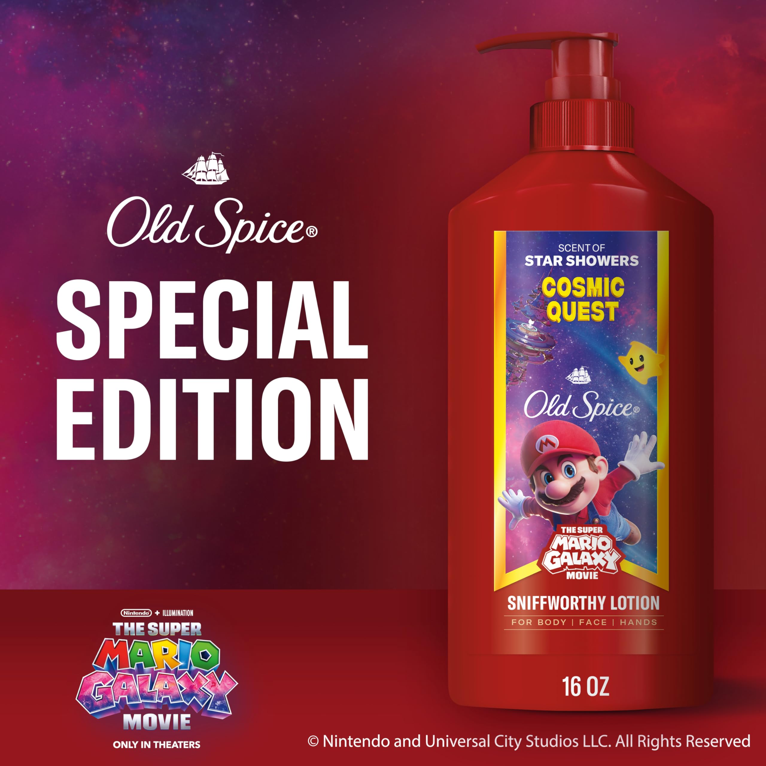 Old Spice Cosmic Quest next to deodorant and body wash for layered scent