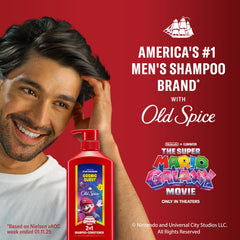 Old Spice Super Mario Galaxy label closeup highlighting themed collectible packaging