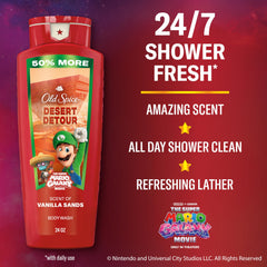 Old Spice Desert Detour back label detailing usage and benefits