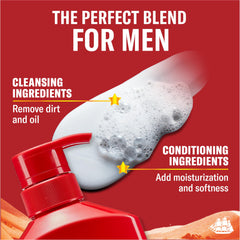 21.9 fl oz Old Spice bottle beside a hand to show size and travel‑friendly scale