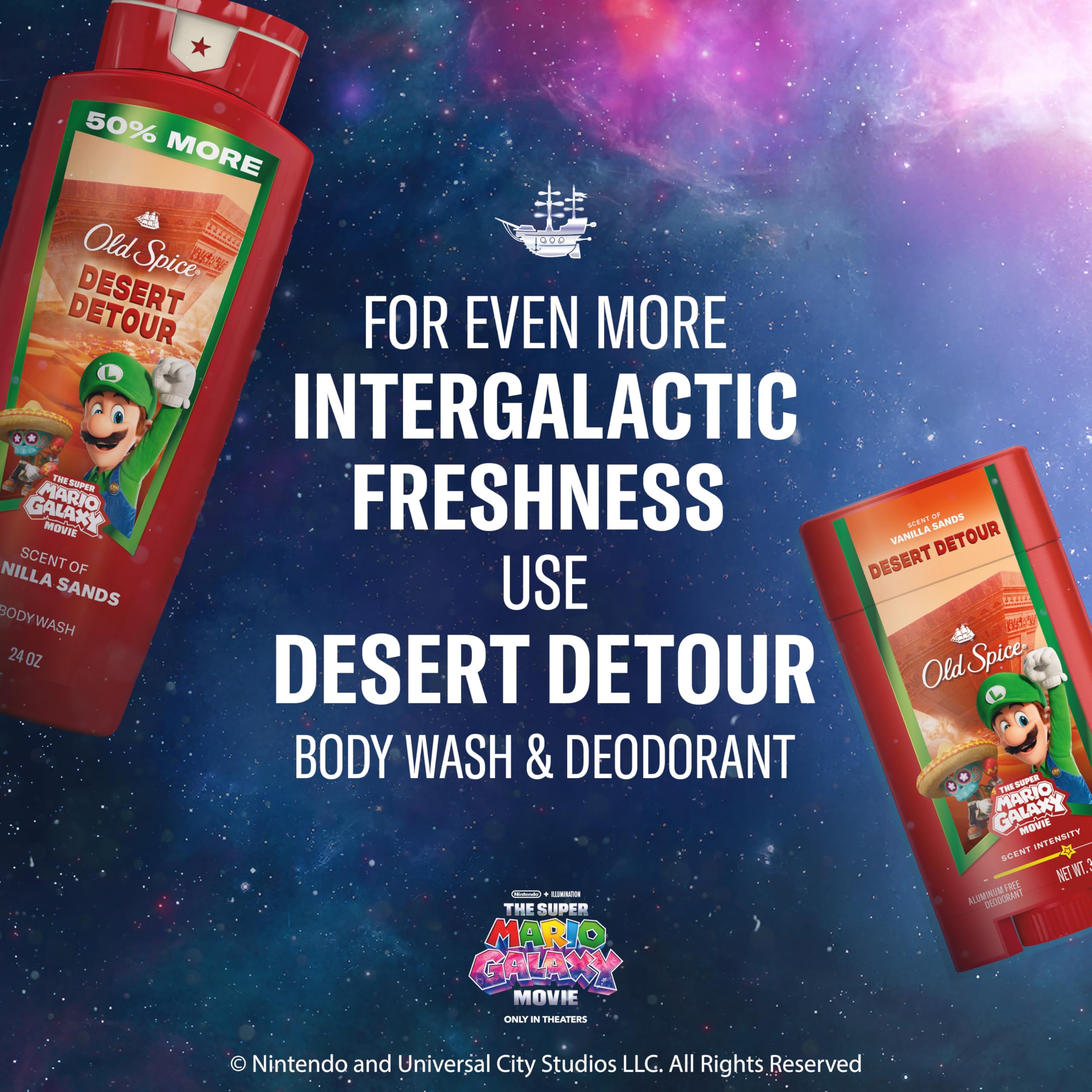 Old Spice Desert Detour special edition Super Mario Galaxy Movie branding