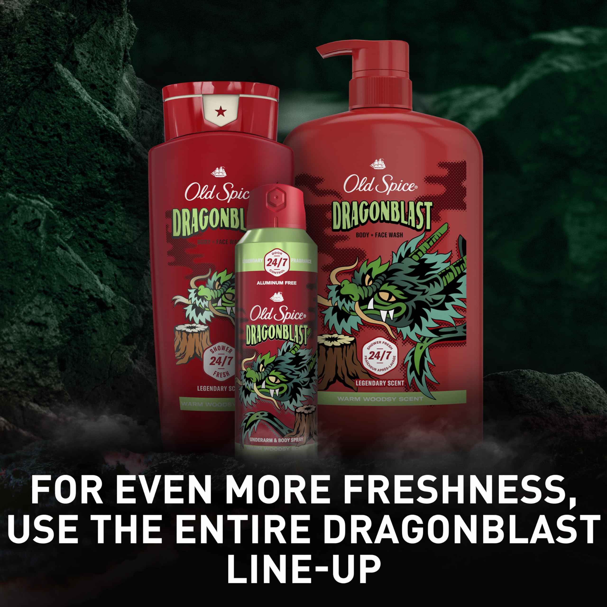 Four-pack of Old Spice Dragonblast boxed and ready for storage benefit