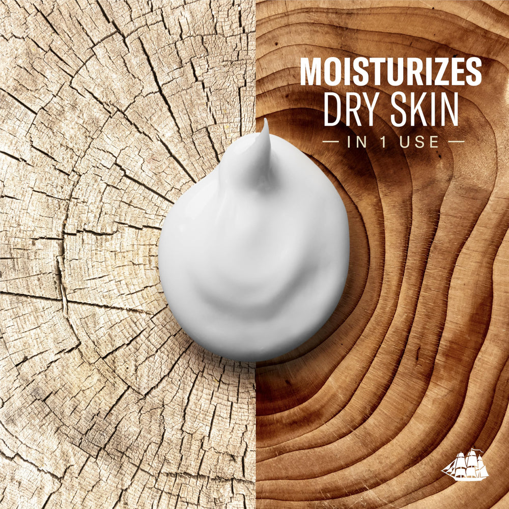 Old Spice used on face and shoulder showing lightweight feel benefit