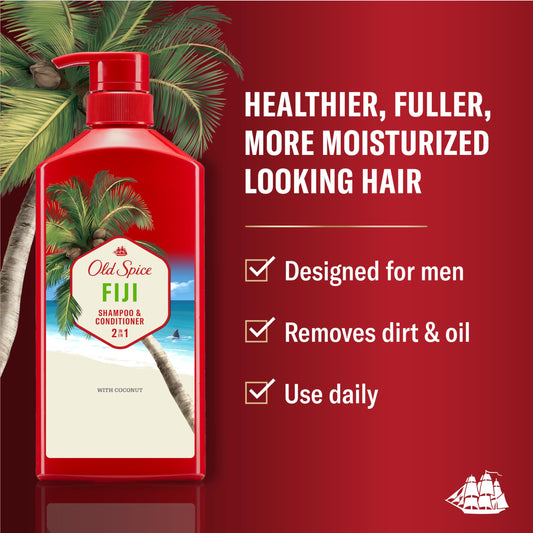Old Spice Fiji label detail highlighting product name and benefits clearly