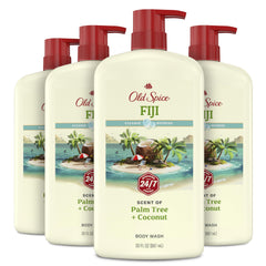 Old Spice Fiji front packaging showing bold tropical design and large size benefit