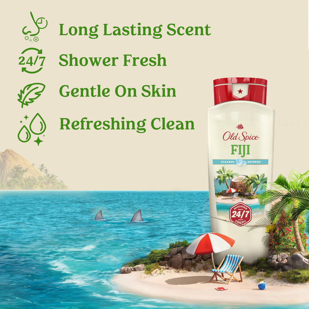 Old Spice Fiji pump closeup for easy dispensing and control