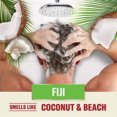 Old Spice Fiji on shower shelf among essentials for organized grooming