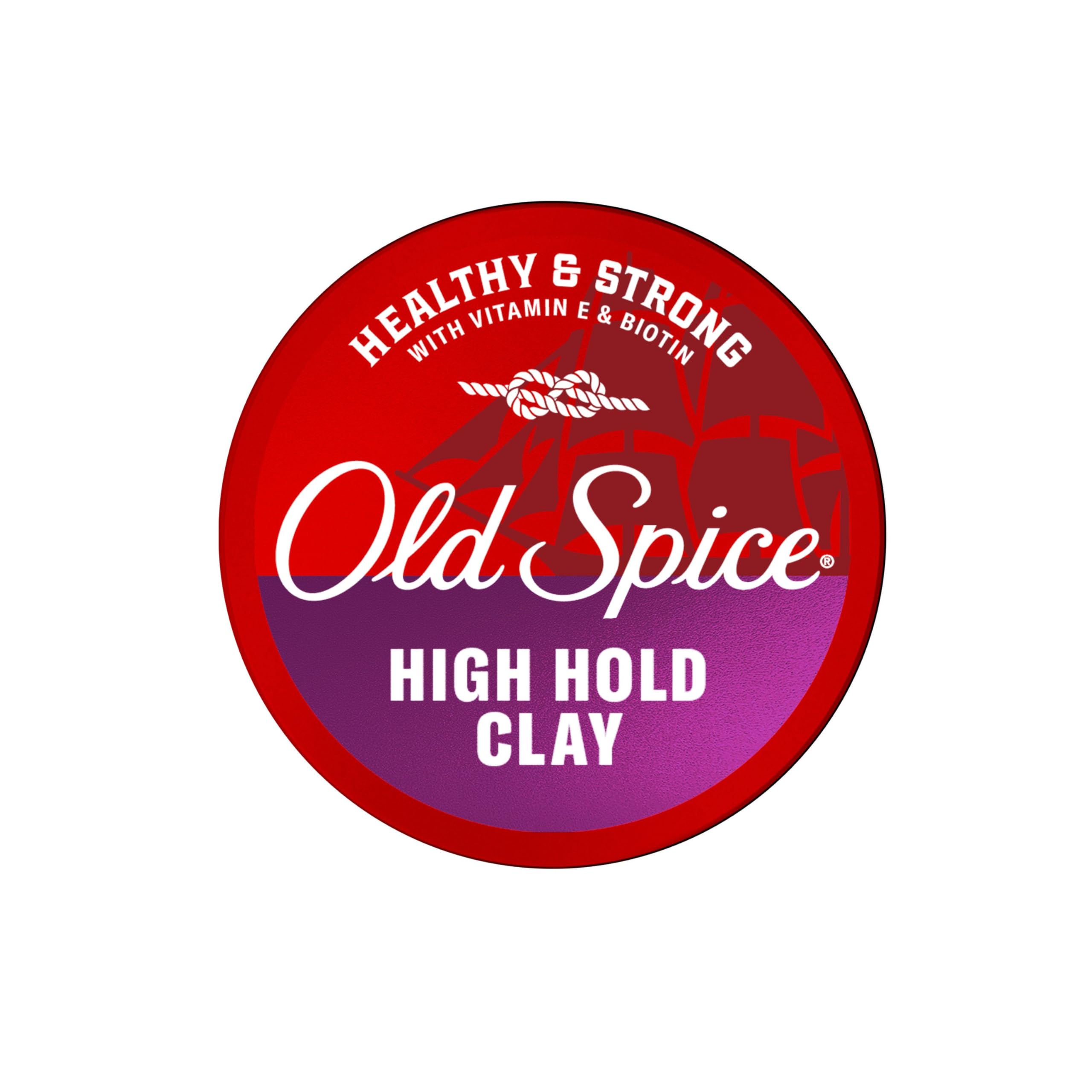 Old Spice front packaging showing 2.22 oz container and clear brand benefit