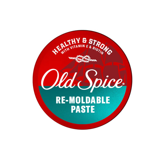 Old Spice front packaging showing paste jar and branding benefit hold