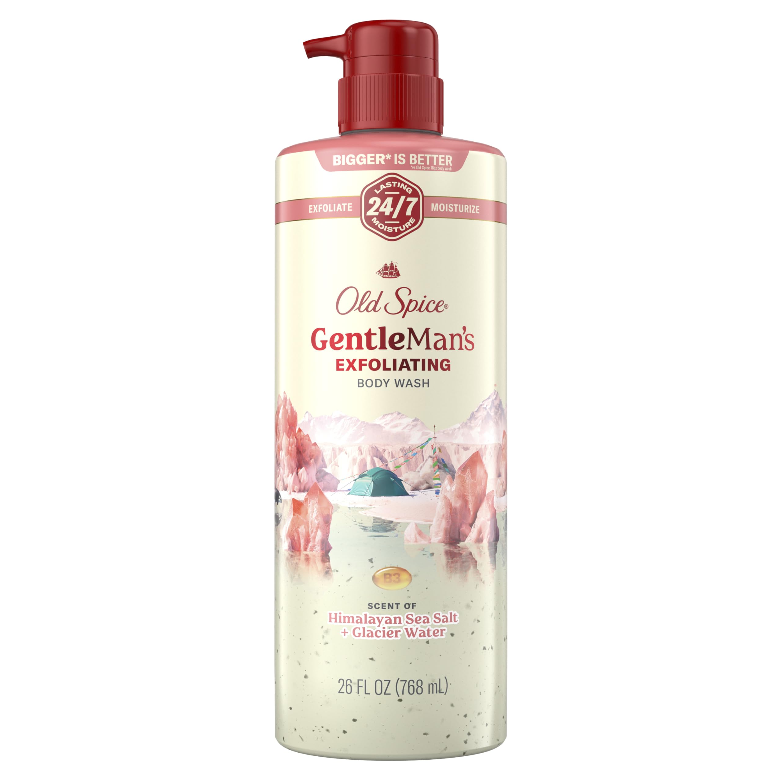 Old Spice GentleMan's front bottle showing label and scent benefits