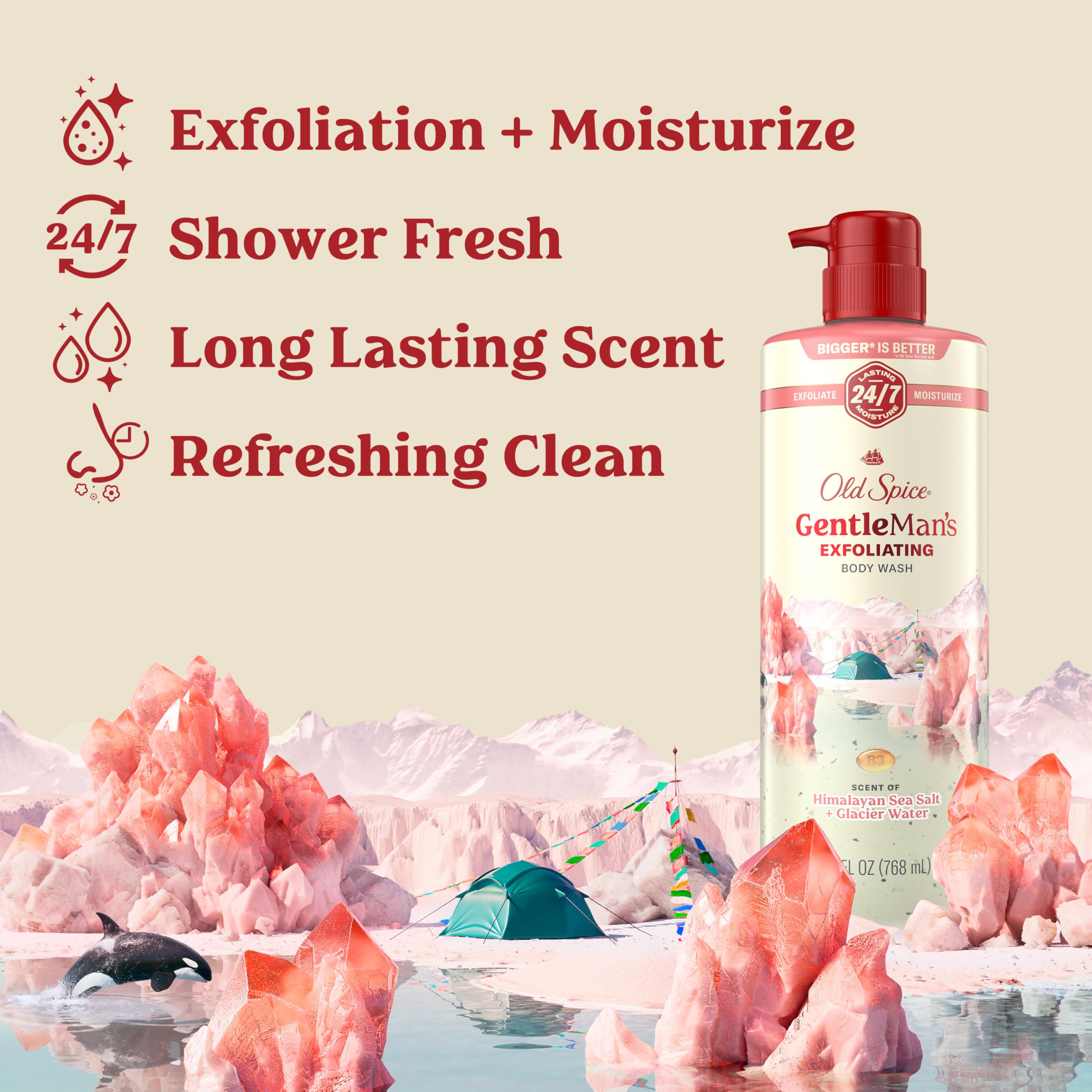 Old Spice GentleMan's pump close-up for easy dispensing and convenience