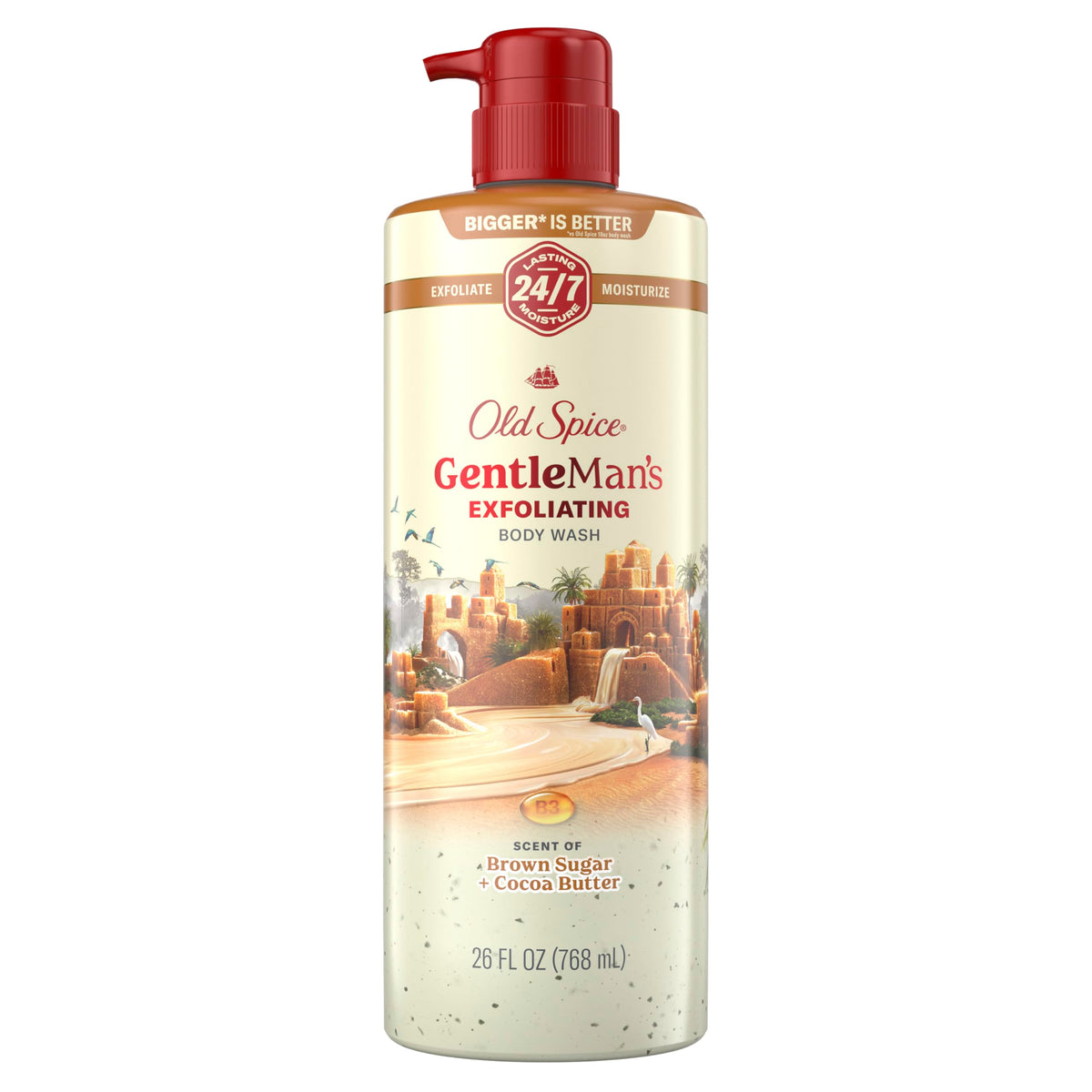 Old Spice bottle front view showing GentleMan's label and size benefit