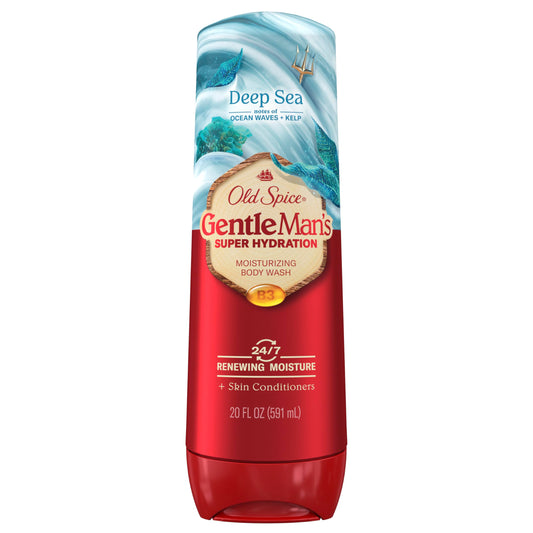 Old Spice GentleMan’s front packaging showing bottle and 20 oz size for convenience