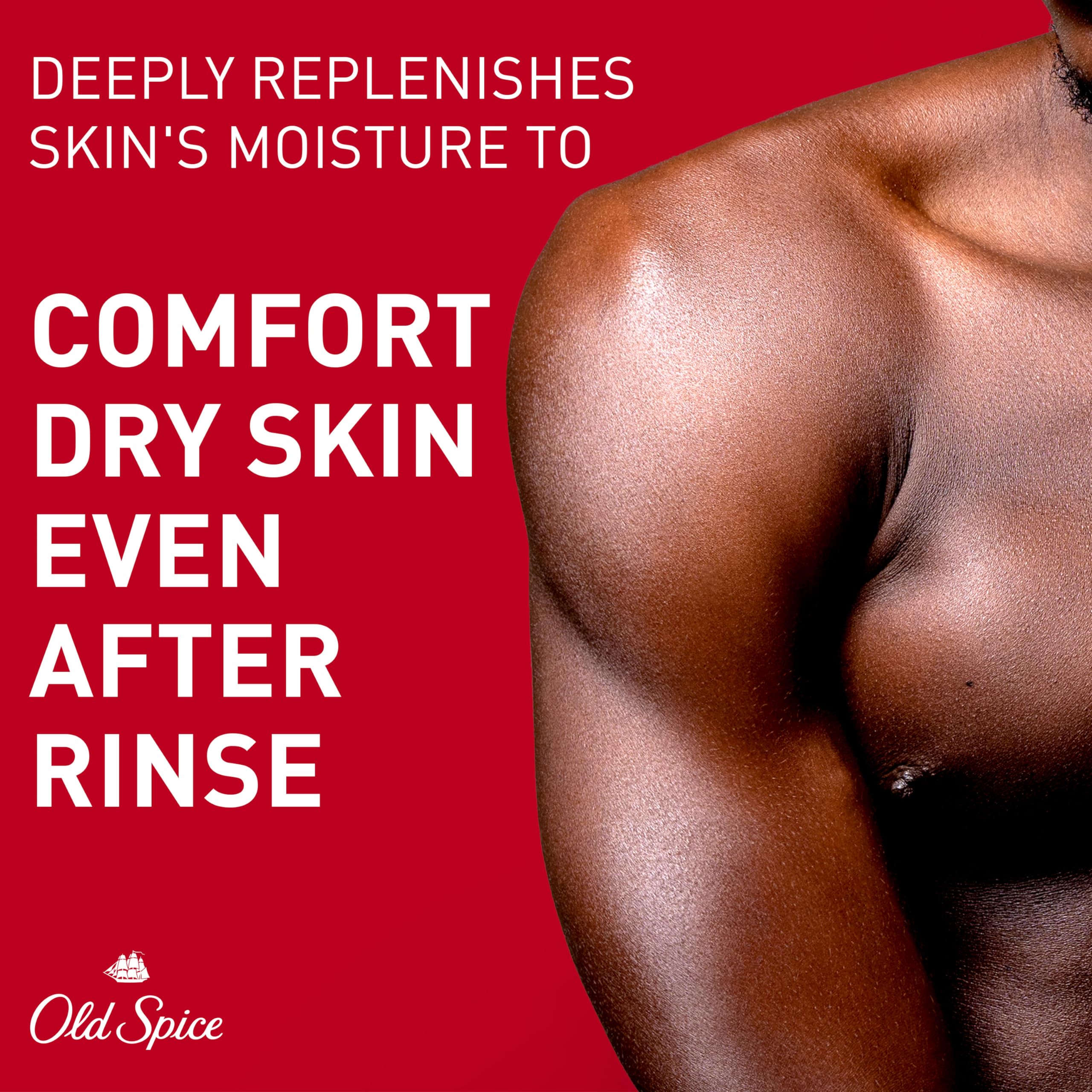 Man using Old Spice in shower illustrating clean, hydrated skin
