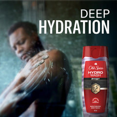 Old Spice Hydro Wash bottle held in hand to show size and portability benefit