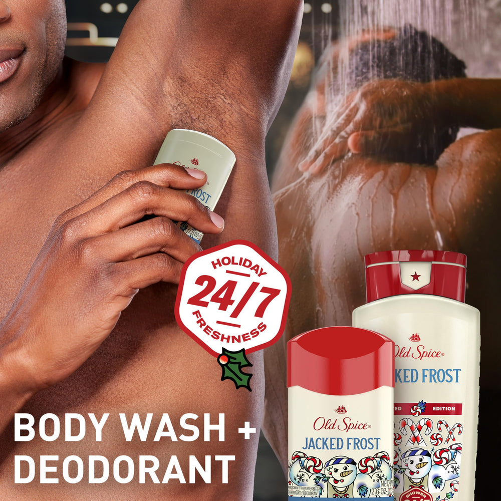 Old Spice Jacked Frost creamy lather texture delivering thorough cleanse benefit