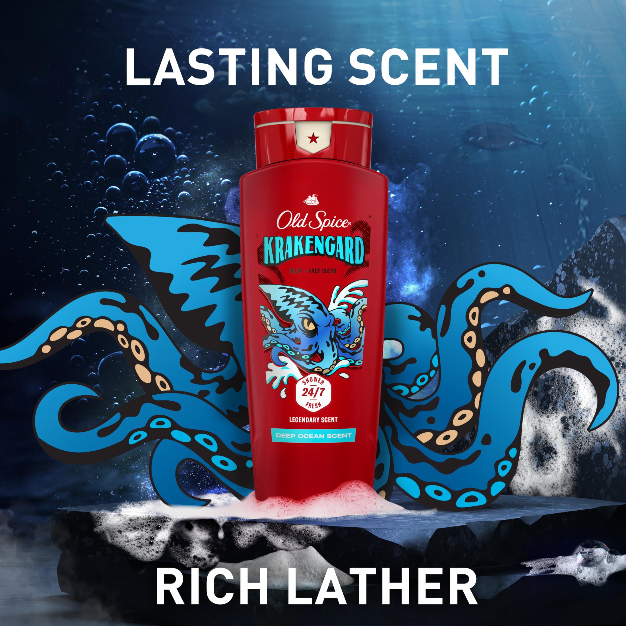 Four-pack of Old Spice Krakengard bottles demonstrating bulk value