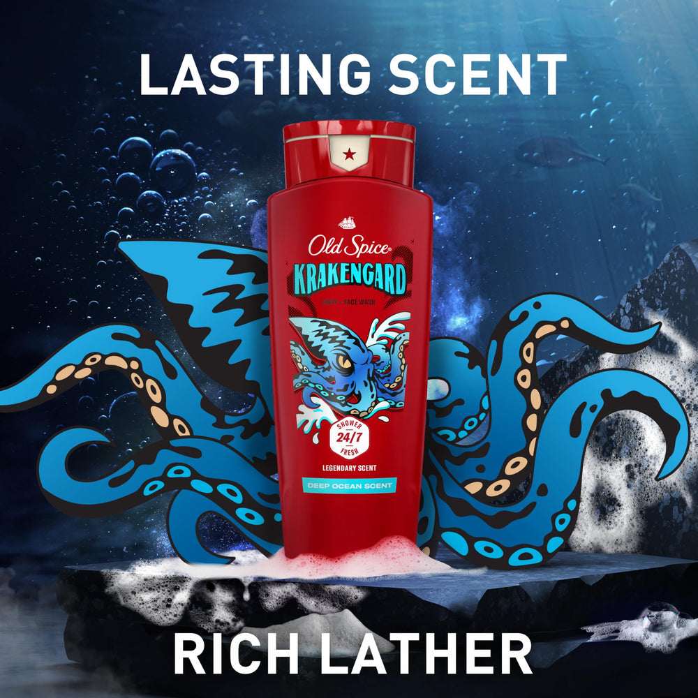 Four-pack of Old Spice Krakengard bottles demonstrating bulk value