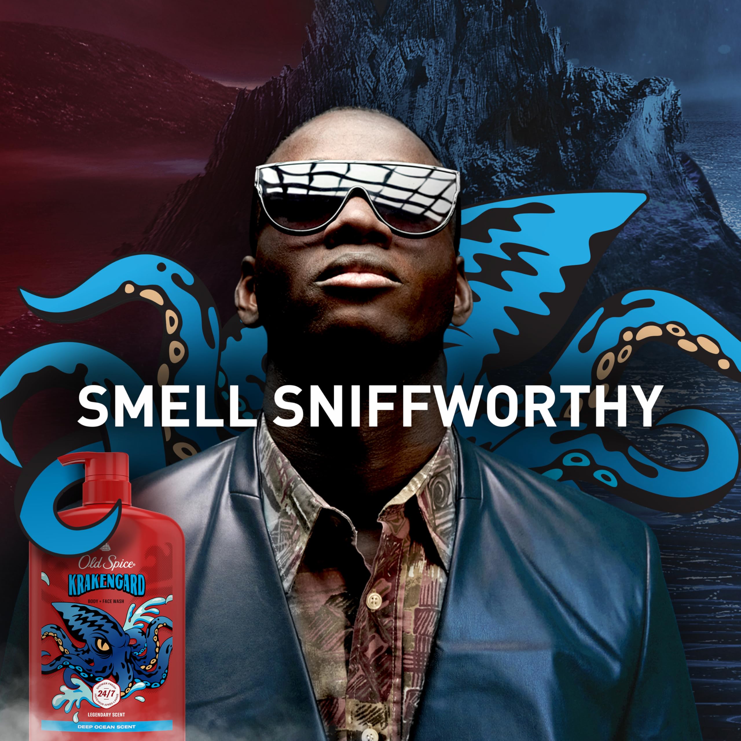 Old Spice Krakengard pack of four bottles emphasizing value and supply