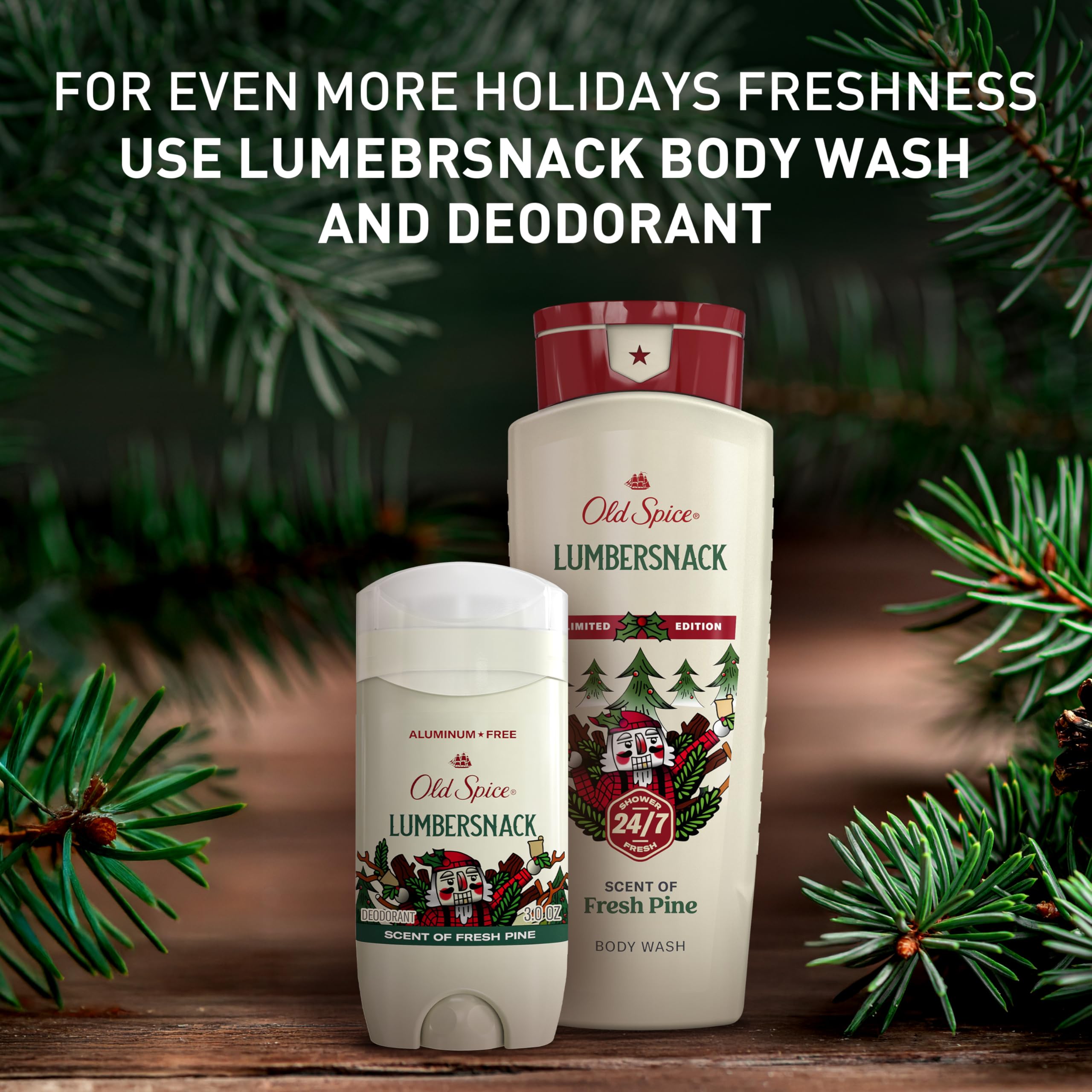 Old Spice LumberSnack alongside other Holidudes bottles for scent comparison