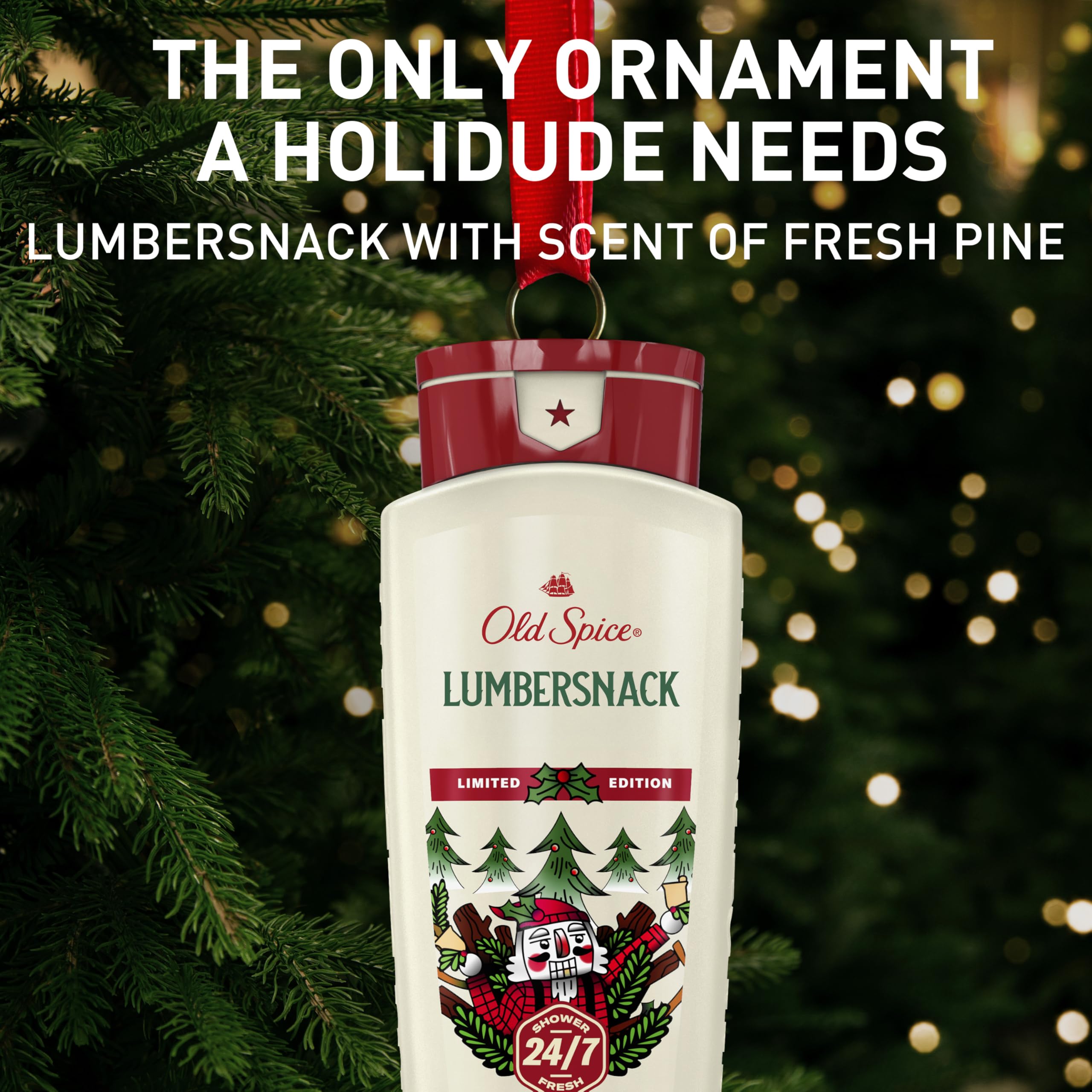 Old Spice LumberSnack in use in shower illustrating effective cleansing