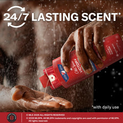 Old Spice bottle cap closeup highlighting secure flip-top for controlled dispensing benefit