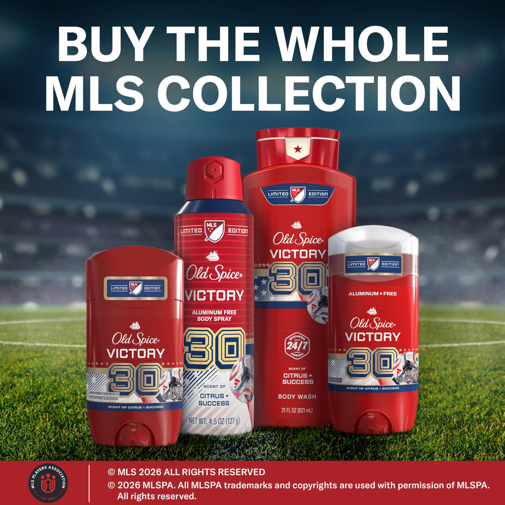 Old Spice lifestyle shelf display with bottle among grooming items, brand elevates routine