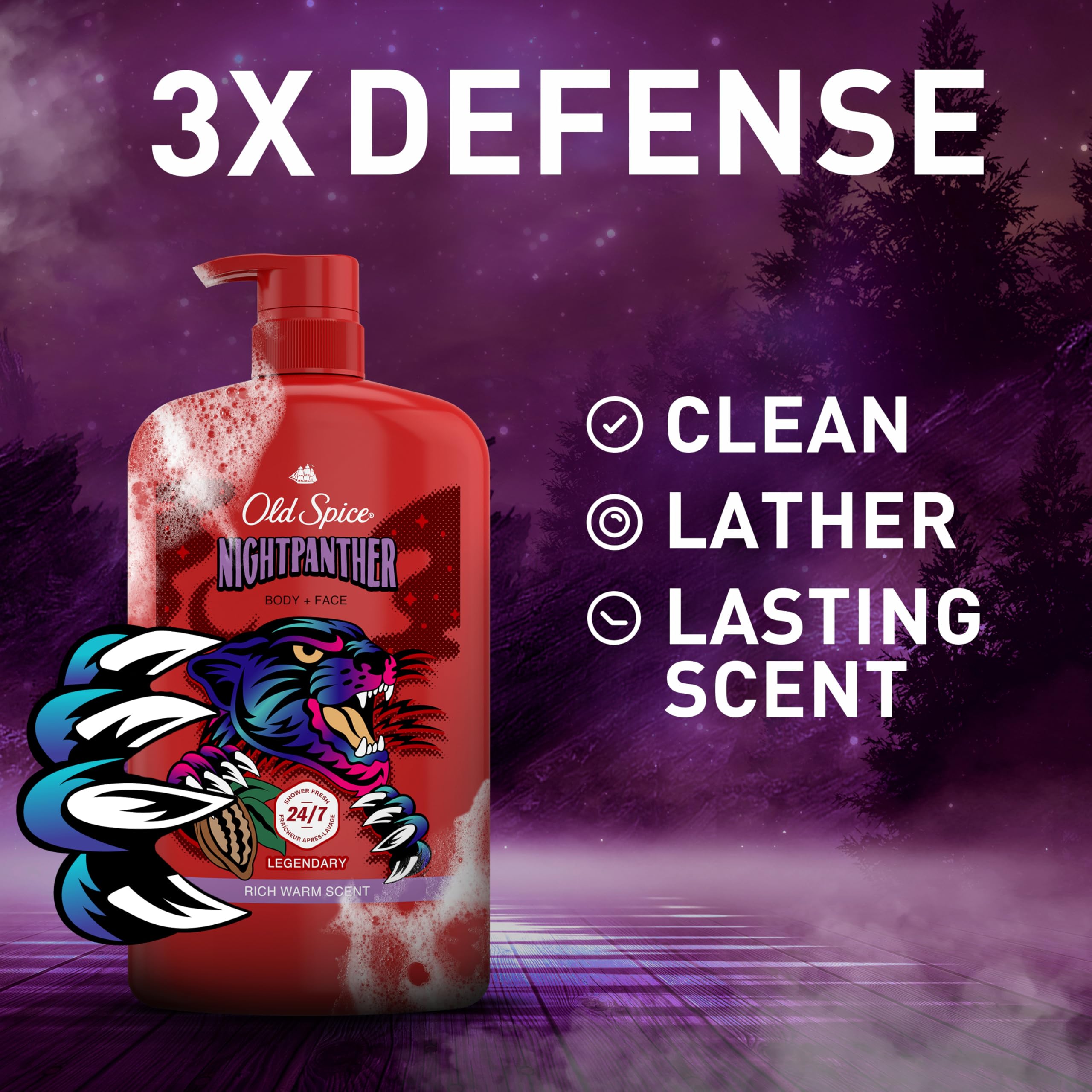Old Spice NightPanther rich lather closeup showing cleansing foam benefit
