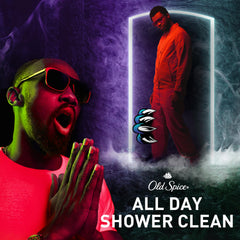 Old Spice NightPanther bottle in shower caddy showing gym‑ready convenience benefit