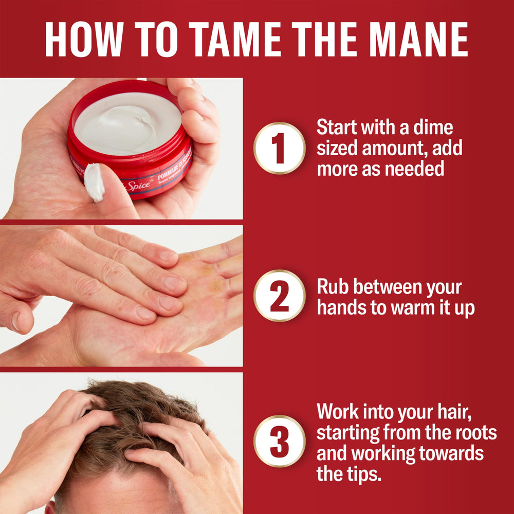 Old Spice styled dry hair showing low-shine textured finish advantage