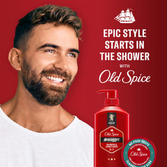 Old Spice label close-up displaying barber-inspired formulation benefit