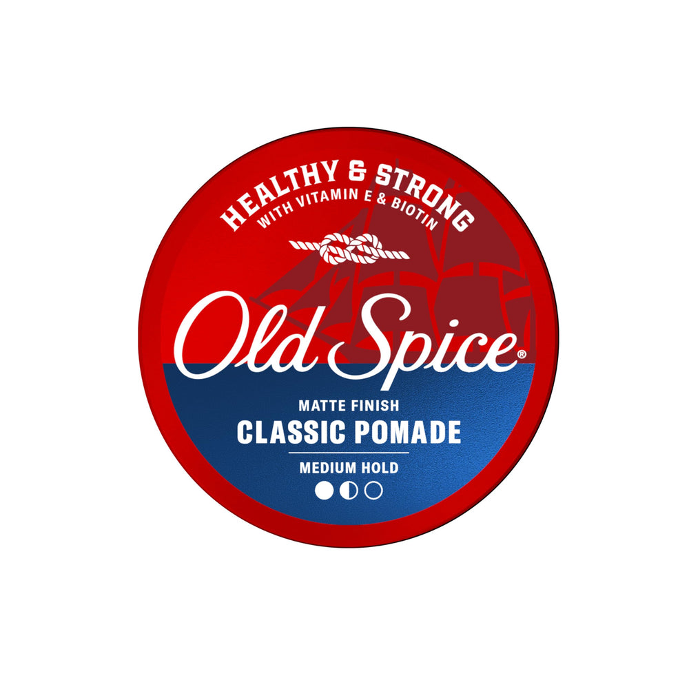 Old Spice pomade styled hair before-and-after showing defined natural look benefit