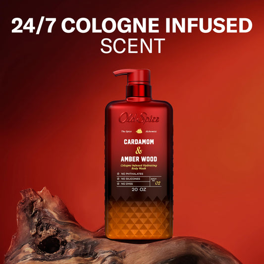 Old Spice dispensing gel into hand demonstrating easy pump use and quick lathering benefit