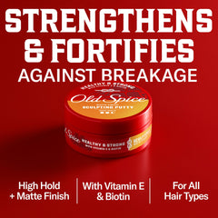 Hands applying Old Spice putty to palms, demonstrating smooth application for styling control