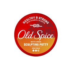 Bathroom countertop scene with Old Spice putty, portrays everyday grooming and convenience