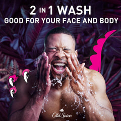 Old Spice rich lather on hand demonstrating deep cleansing benefit