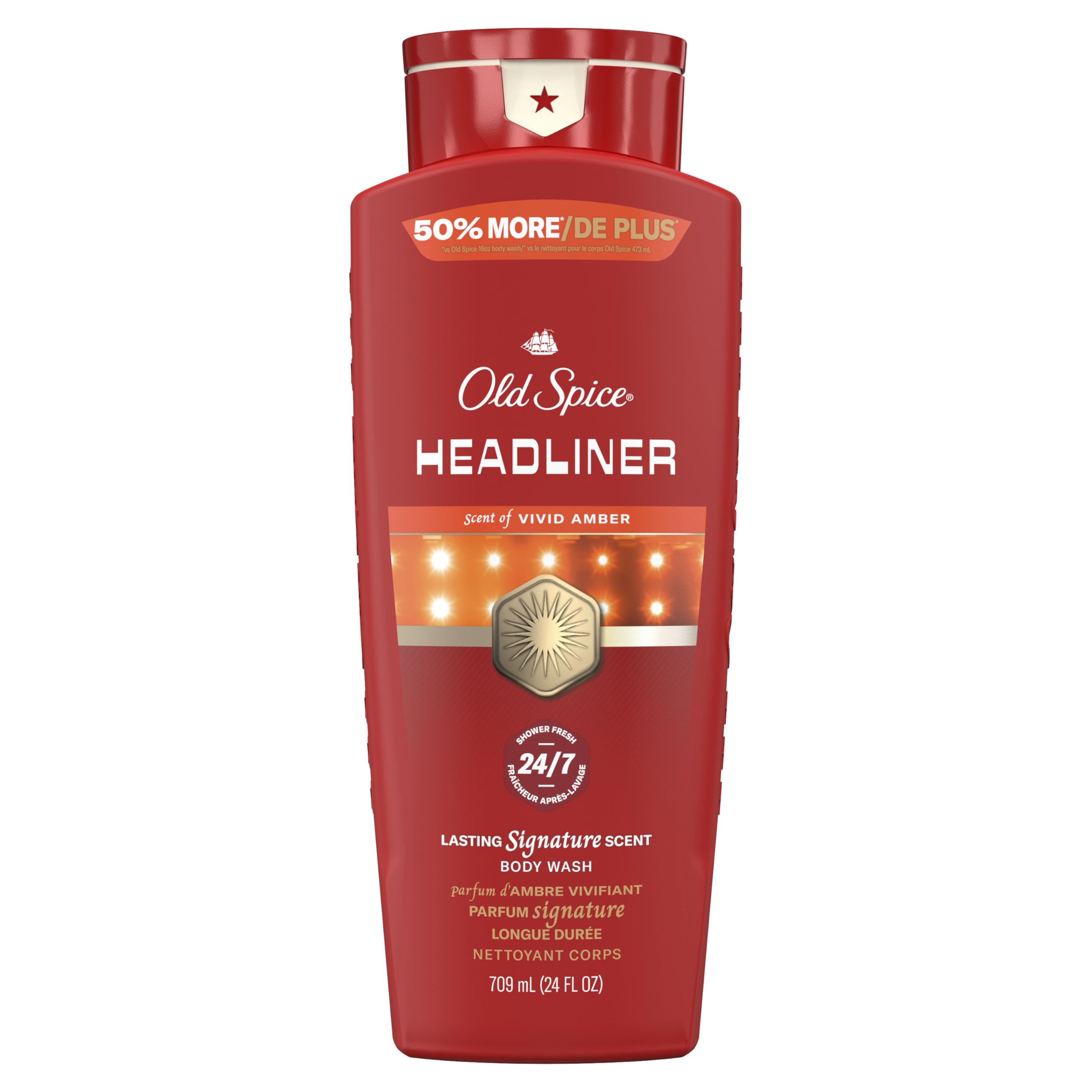 Old Spice front bottle showing Red Collection label and 24 oz size for lasting scent