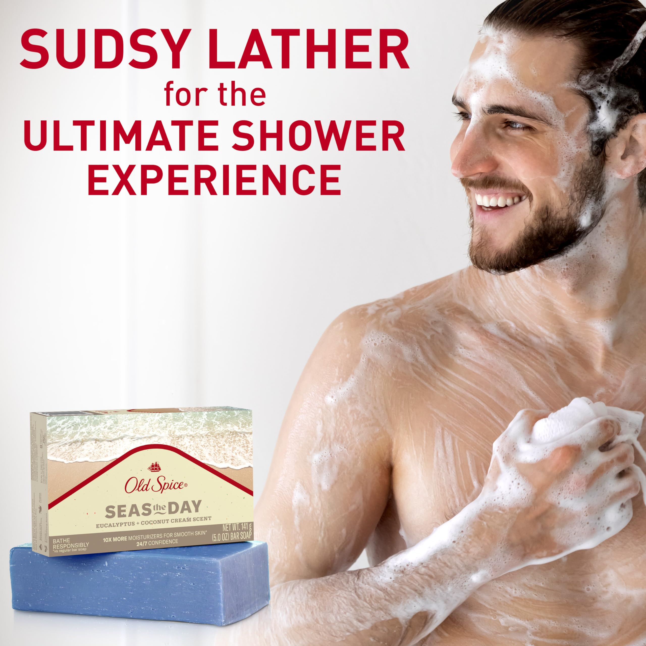 Old Spice soap texture showing mild exfoliating grit for smoother skin