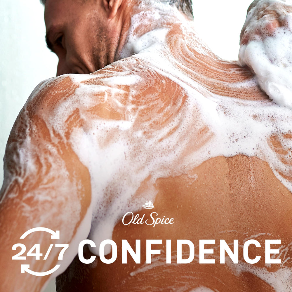 Old Spice label and ingredients list view highlighting plant-based cleansers