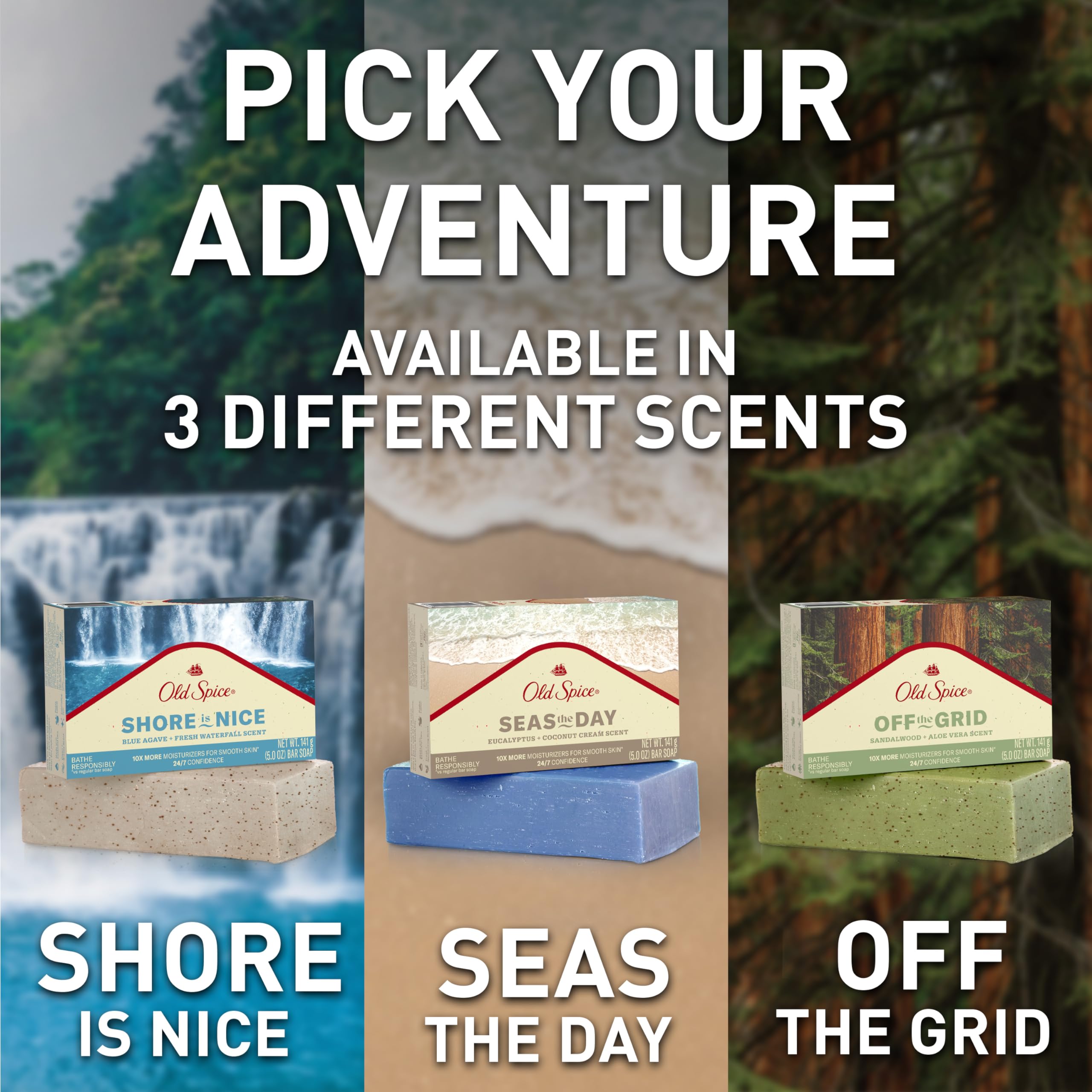 Old Spice bar in shower lifestyle scene showing refreshing eucalyptus scent