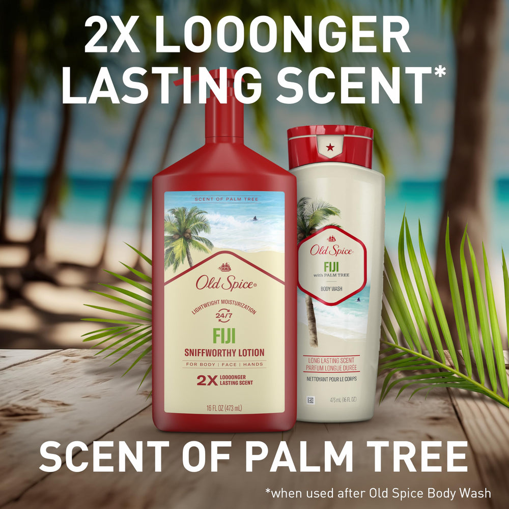 Old Spice 16 oz bottle beside common items for scale showing long-lasting value