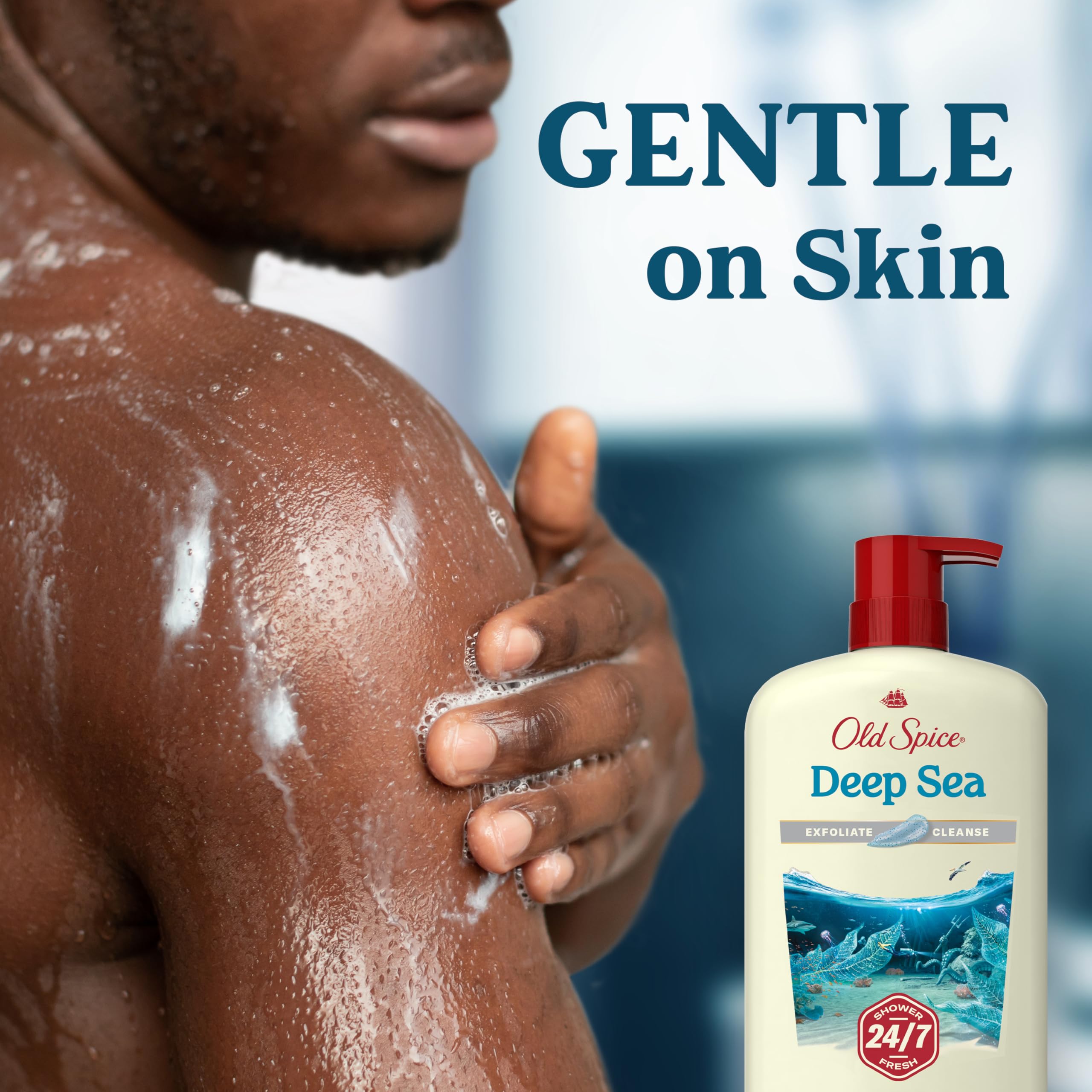 Old Spice 30 oz bottle held for scale showing long-lasting supply benefit