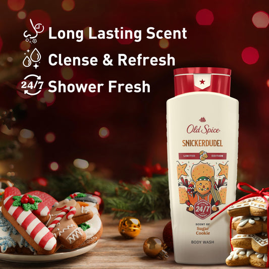 Old Spice Snickerdudel back label with ingredients and usage benefits