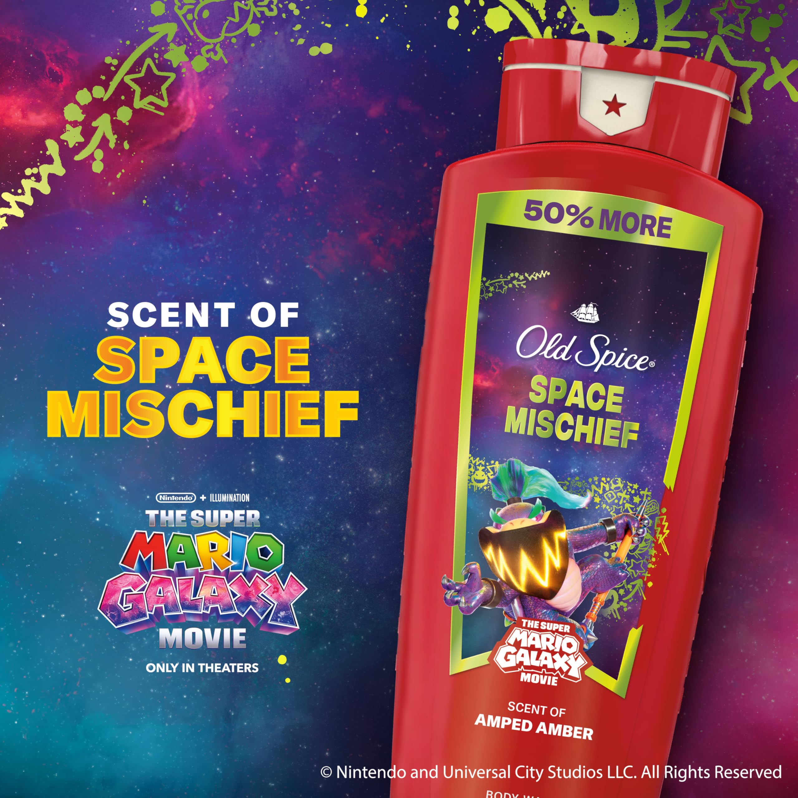 Old Spice Space Mischief close-up bottle artwork highlighting movie collaboration appeal