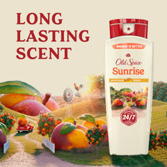 Old Spice 18 oz bottle beside common items for size comparison