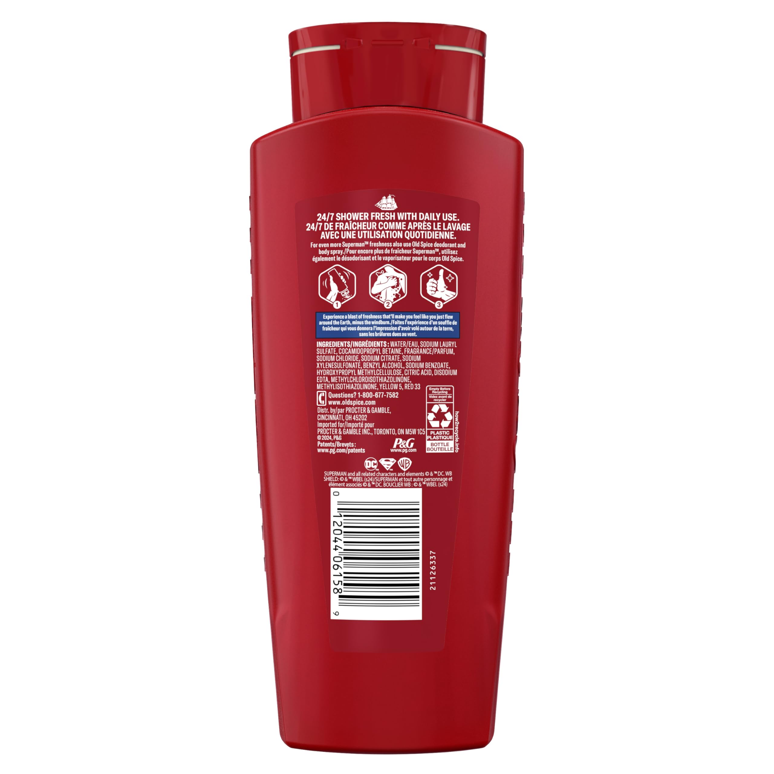 Old Spice Superman bottle staged in bathroom for fresh everyday routine