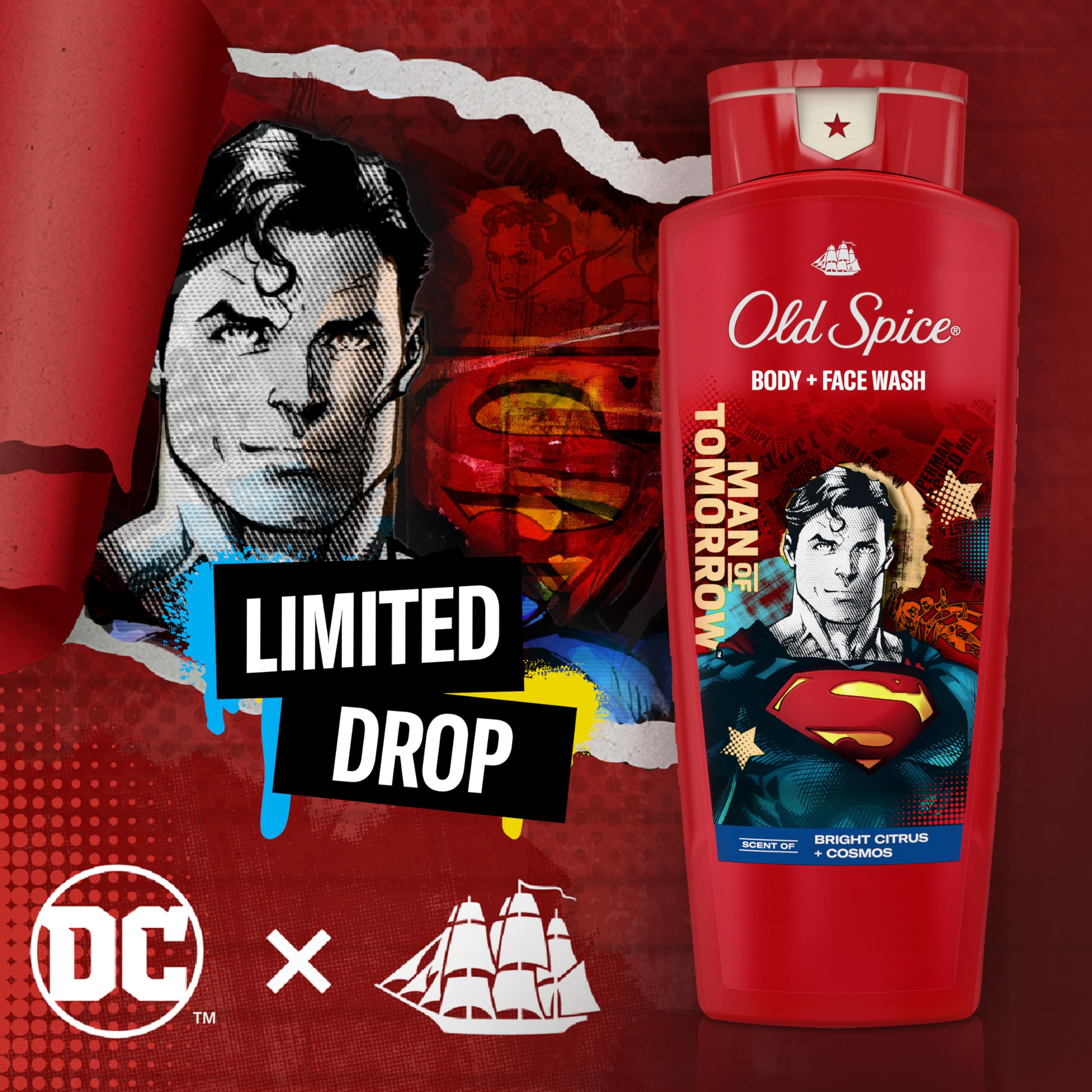 Person using Old Spice Superman in shower for quick two‑in‑one routine