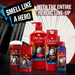 Thick foam from Old Spice Superman demonstrating deep cleans and lather