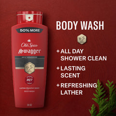 Old Spice Swagger label close-up highlighting cedarwood scent details