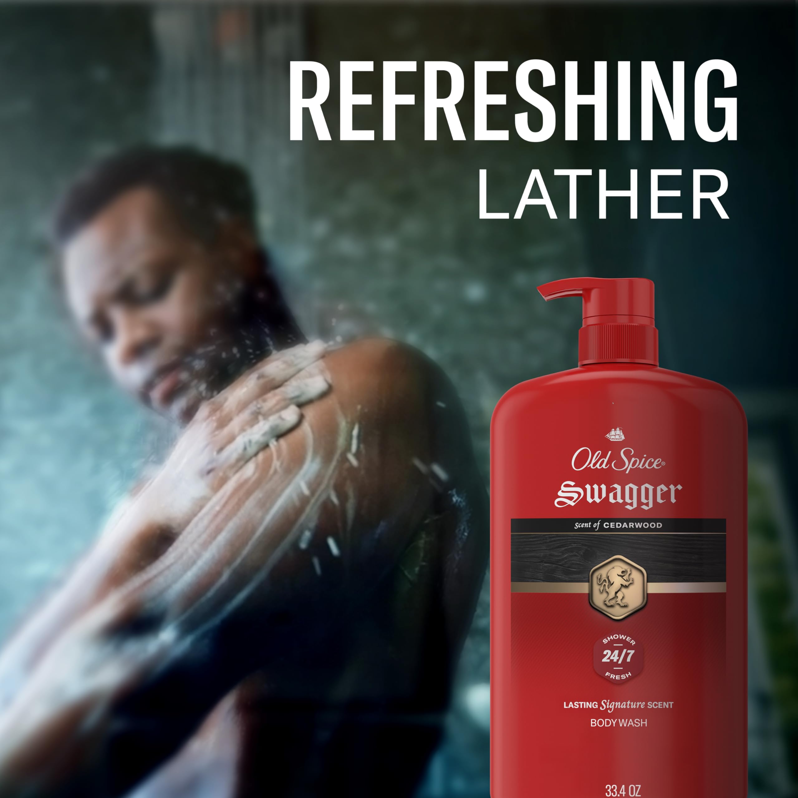 Old Spice Swagger four-pack lined up showing bulk savings and long-lasting supply